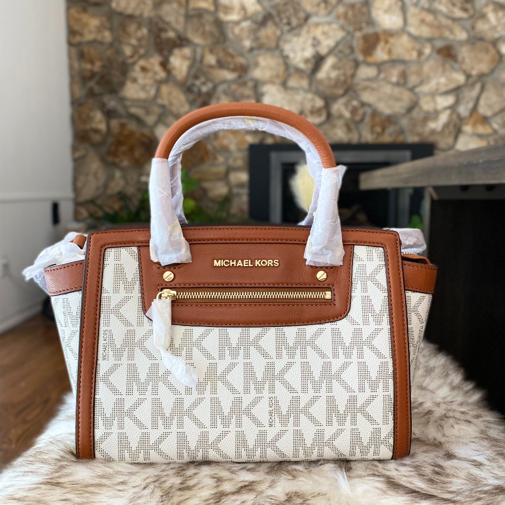 Nwt Michael Kors Selma Medium Top Zip Logo Satchel Crossbody